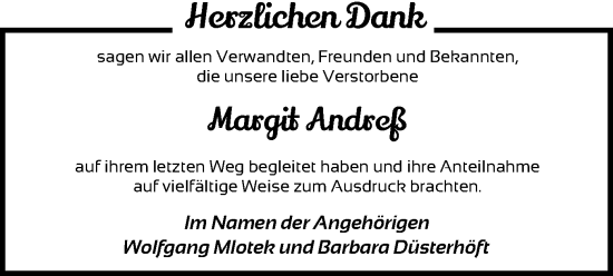 Traueranzeige von Margit Andreß von HNA