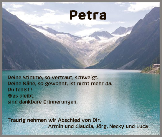 Traueranzeige von Petra  von HNA