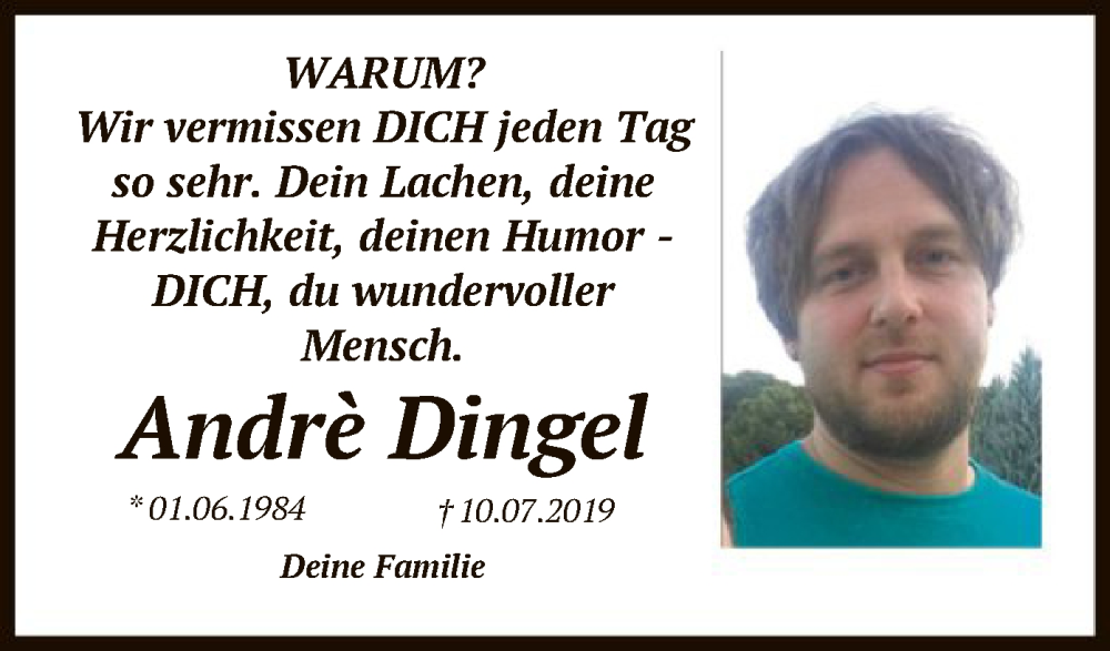  Traueranzeige für André Dingel vom 10.07.2023 aus HNA