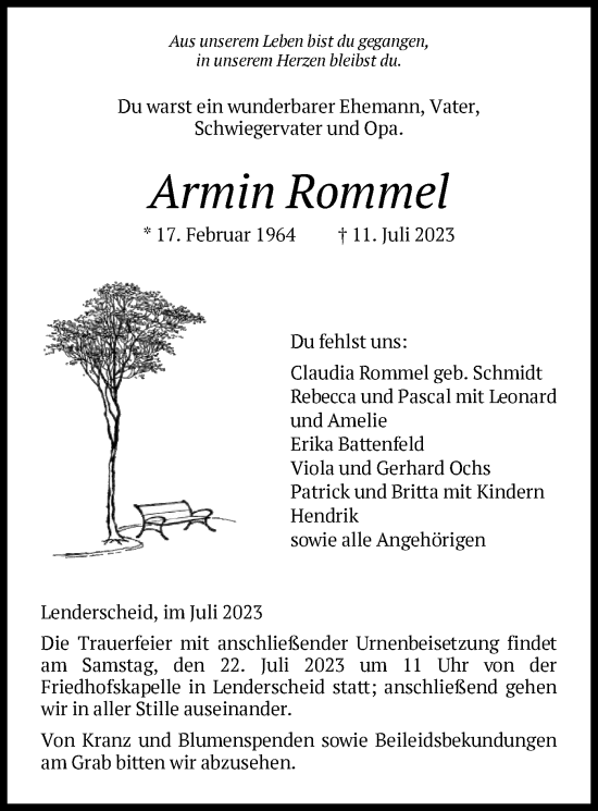 Traueranzeige von Armin Rommel von HNA