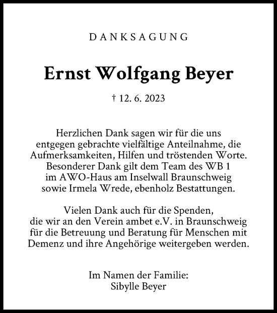 Traueranzeige von Ernst Wolfgang Beyer von HNA