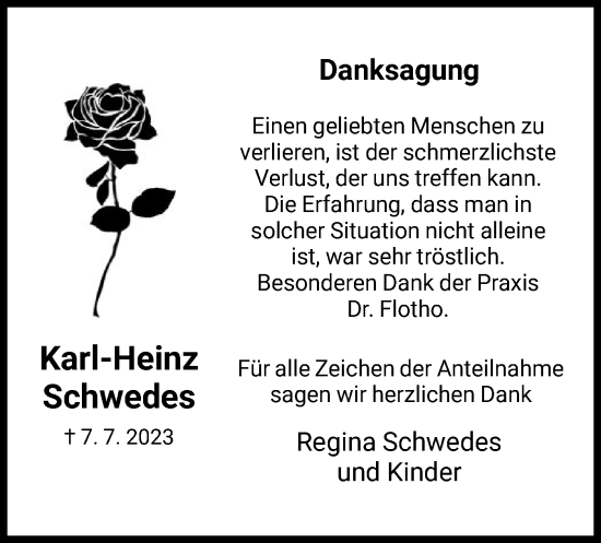 Traueranzeige von Karl-Heinz Schwedes von HNA