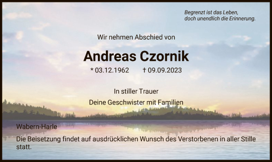 Traueranzeige von Andreas Czornik von HNA