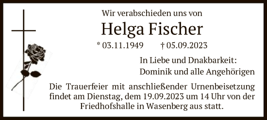 Traueranzeige von Helga Fischer von HNA