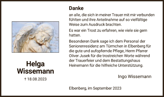 Traueranzeige von Helga Wissemann von HNA