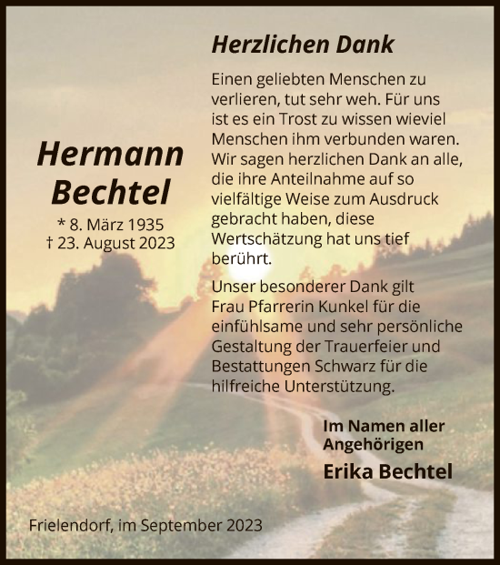 Traueranzeige von Hermann Bechtel von HNA