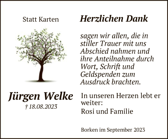 Traueranzeige von Jürgen Welke von HNA