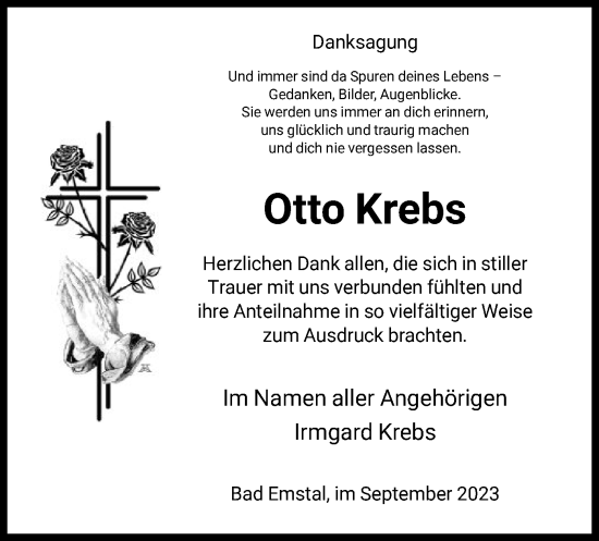 Traueranzeige von Otto Krebs von HNA