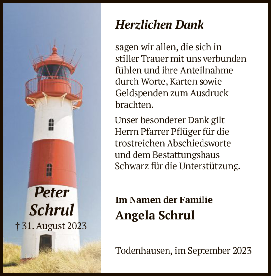 Traueranzeige von Peter Schrul von HNA