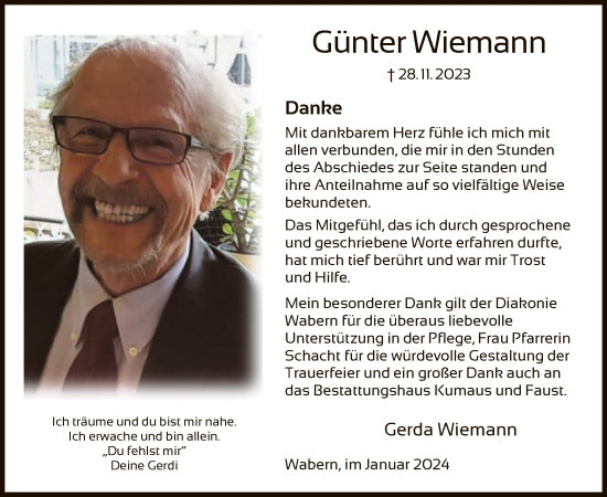 Traueranzeige von Günter Wiemann von HNA