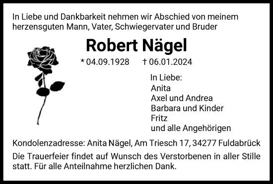 Traueranzeige von Robert Nägel von HNA