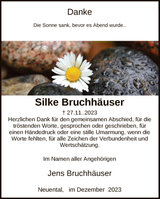 Traueranzeige von Silke Bruchhäuser von HNA