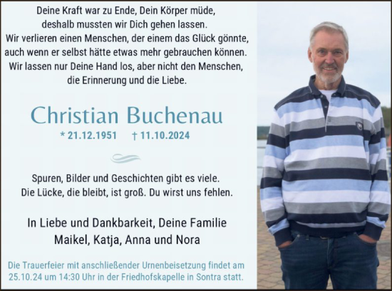 Traueranzeige von Christian Buchenau von HNAWRSWRSHNA