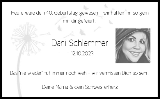 Traueranzeige von Dani Schlemmer von HNAHNA