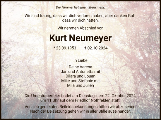 Traueranzeige von Kurt Neumeyer von HNA