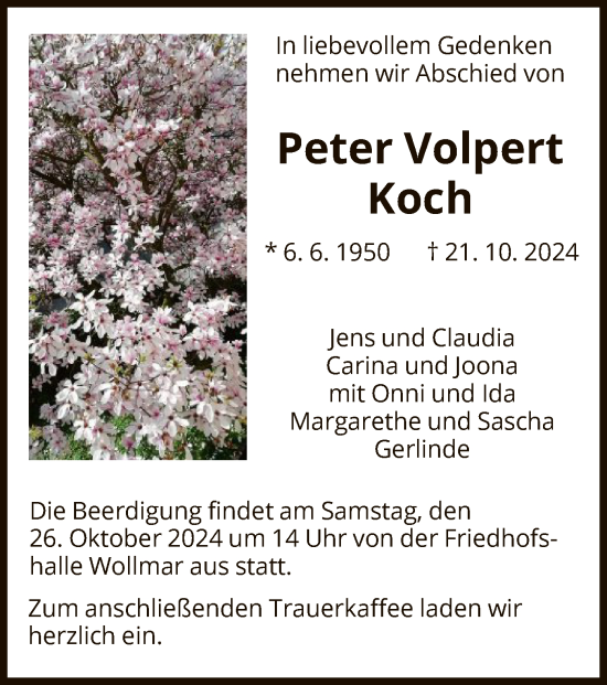 Traueranzeige von Peter Volpert von HNA