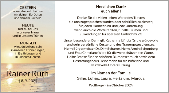 Traueranzeige von Rainer Ruth von HNA