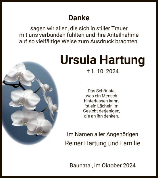 Traueranzeige von Ursula Hartung von HNA