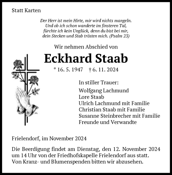 Traueranzeige von Eckhard Staab von HNA