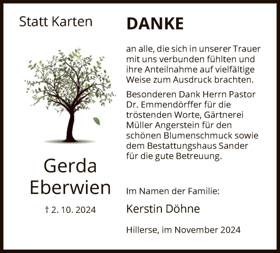 Traueranzeige von Gerda Eberwein von HNA