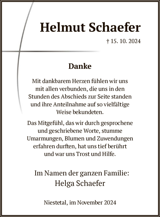 Traueranzeige von Helmut Schaefer von HNA