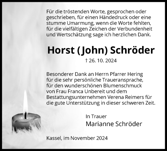 Traueranzeige von Horst Schröder von HNA