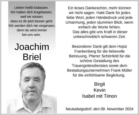 Traueranzeige von Joachim Briel von HNA