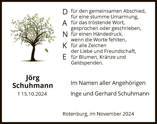 Traueranzeige von Jörg Schuhmann von HNA