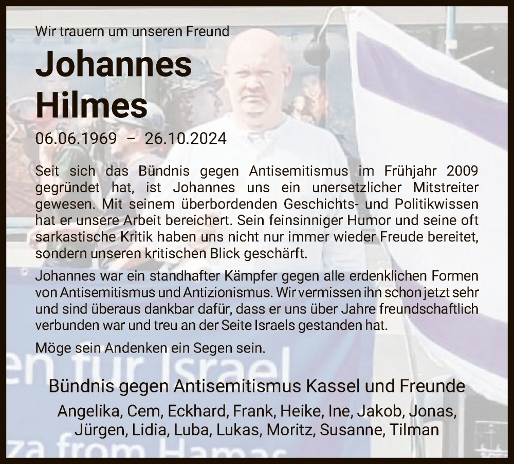  Traueranzeige für Johannes Hilmes vom 13.11.2024 aus HNA