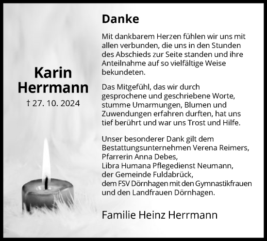 Traueranzeige von Karin Herrmann von HNA