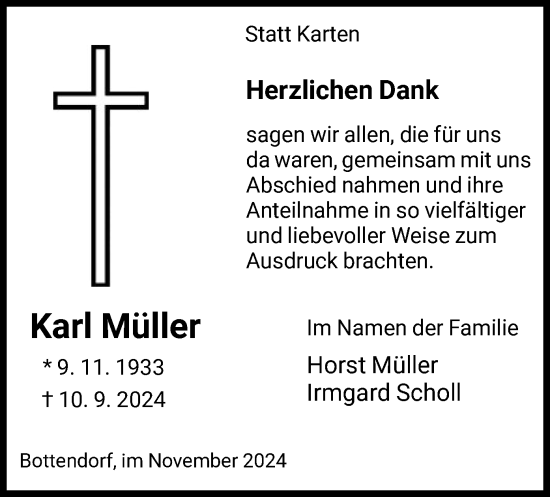 Traueranzeige von Karl Müller von HNA