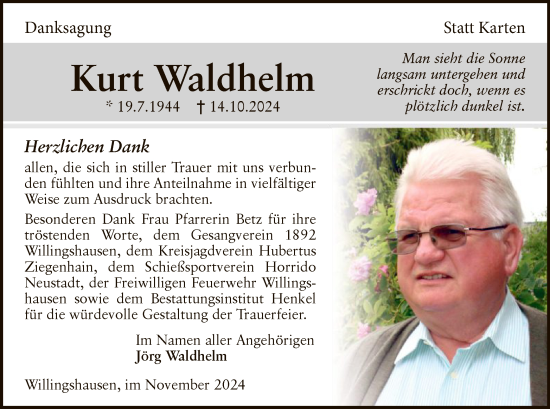 Traueranzeige von Kurt Waldhelm von HNA