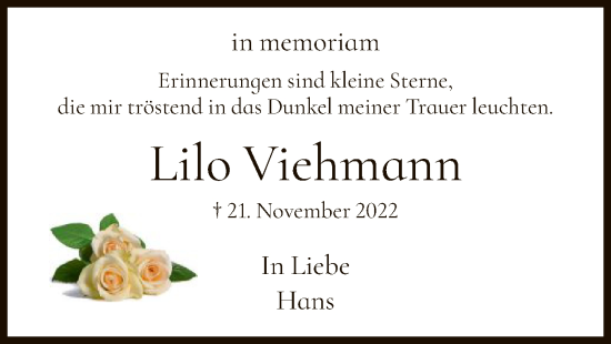 Traueranzeige von Lilo Viehmann von HNA