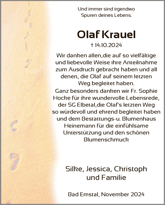 Traueranzeige von Olaf Krauel von HNA