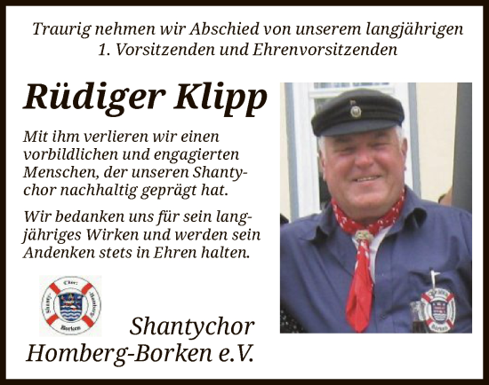 Traueranzeige von Rüdiger Klipp von HNA