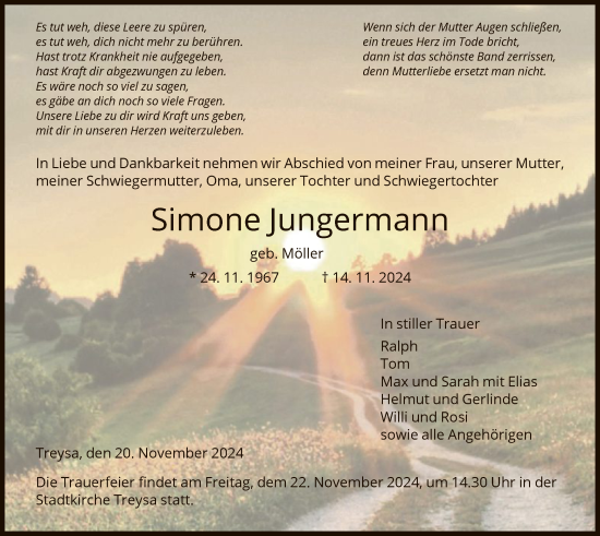 Traueranzeige von Simone Jungermann von HNAHNAHNA