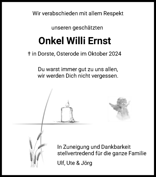 Traueranzeige von Willi Ernst von HNA