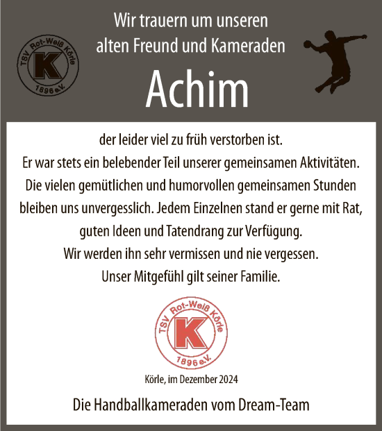 Traueranzeige von Achim  von HNA