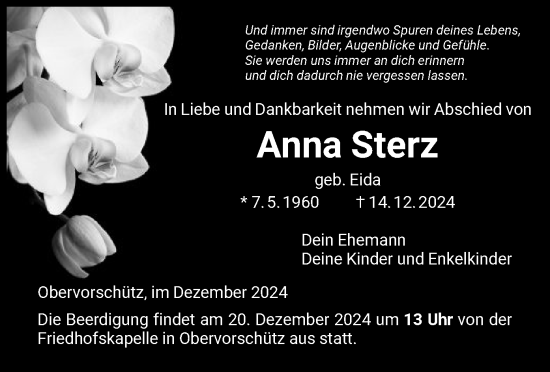 Traueranzeige von Anna Sterz von HNA