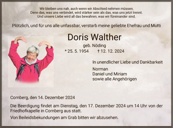 Traueranzeige von Doris Walther von HNA