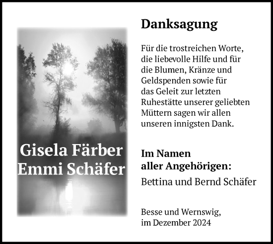 Traueranzeige von Gisela und Emmi  von HNA