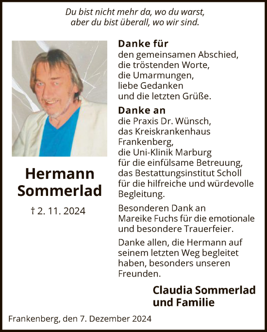 Traueranzeige von Hermann Sommerlad von HNAHNA