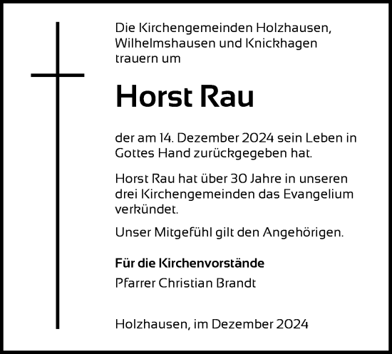 Traueranzeige von Horst Rau von HNA