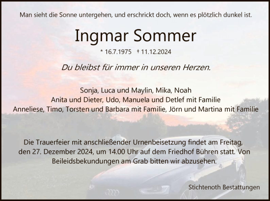 Traueranzeige von Ingmar Sommer von HNA