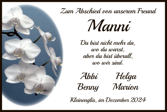 Traueranzeige von Manni  von HNA