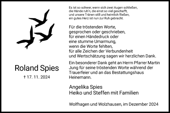 Traueranzeige von Roland Spies von HNA