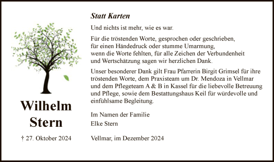 Traueranzeige von Wilhelm Stern von HNA