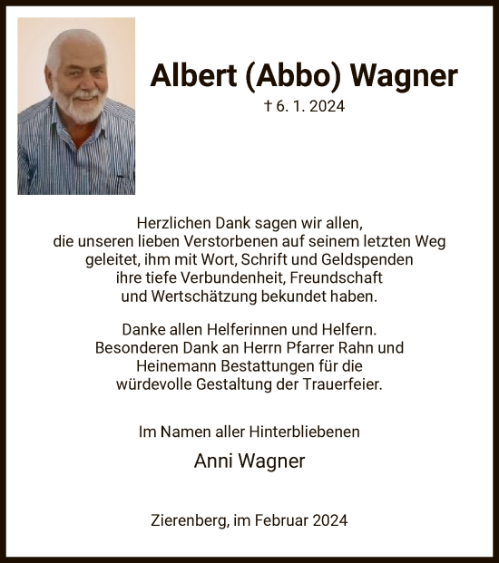 Traueranzeige von Albert  Wagner von HNA