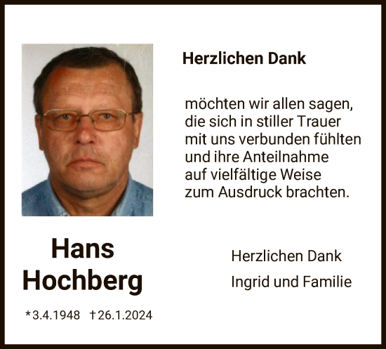 Traueranzeige von Hans Hochberg von HNAHNA