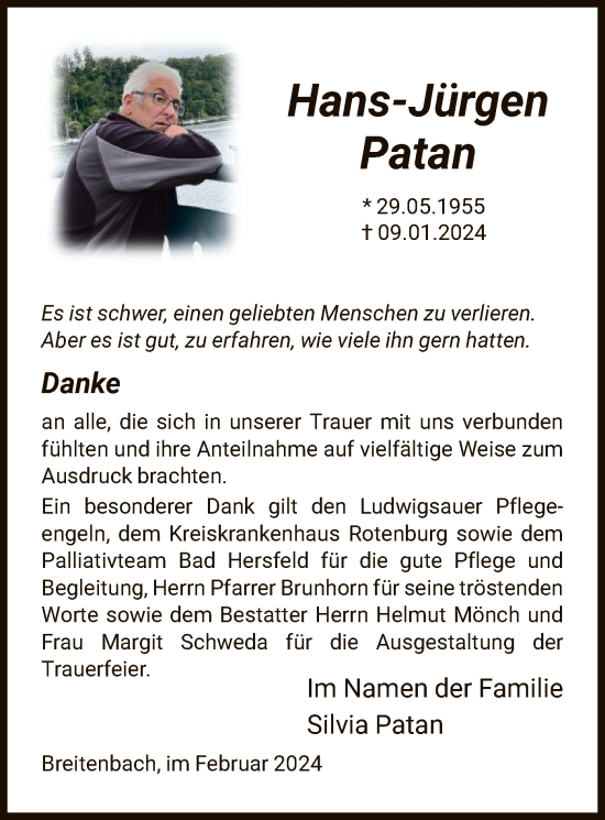 Traueranzeige von Hans-Jürgen Patan von HNAHNA